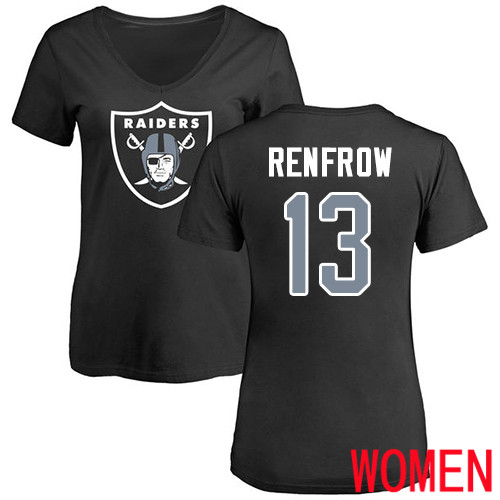 Oakland Raiders Black Women Hunter Renfrow Name and Number Logo NFL Football #13 T Shirt->nfl t-shirts->Sports Accessory